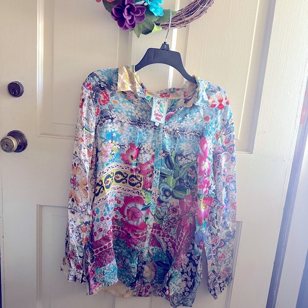 Johnny Was | PM| Colorful Floral Long Sleeve Blouse